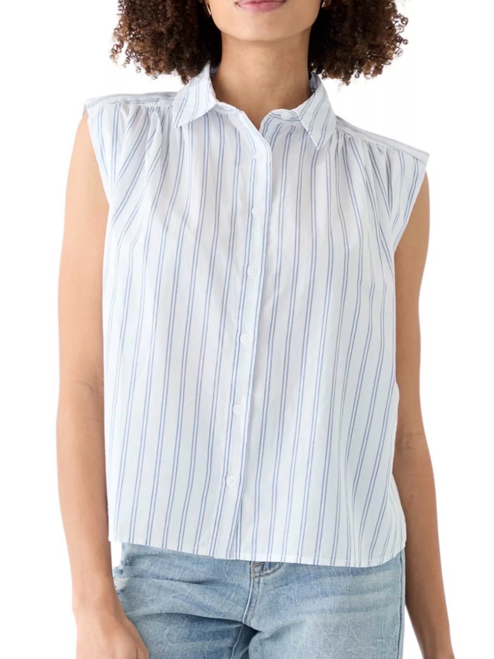 NWT- LEVI’S Sleeveless Striped Button Down Blouse